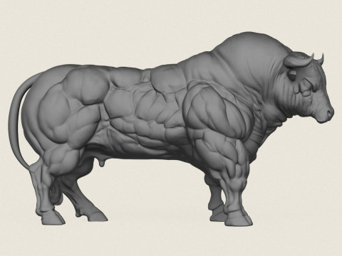 Toro bisonte musculoso Modelo de impresión 3D
