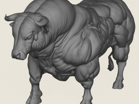 Toro bisonte musculoso Modelo de impresión 3D