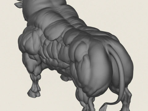 Muscular Bison Bull 3D Print Model