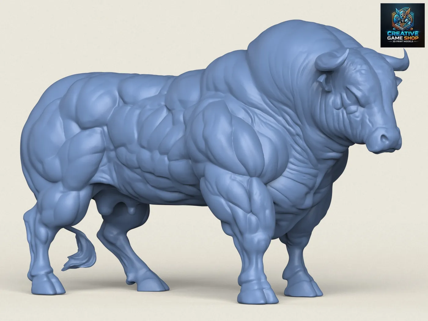 Muscular Bison Bull 3D Print Model .c4d .max .obj .3ds .fbx .stl .blend