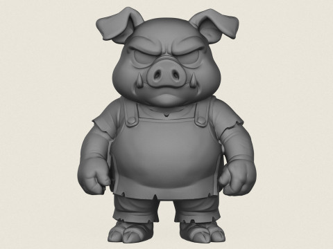 Karakter Kartun Babi Model Cetak 3D
