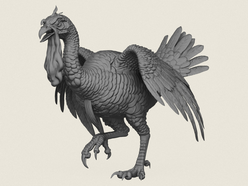 화난 칠면조 새 3D 프린트 모델 .c4d .max .obj .3ds .fbx .stl .blend 