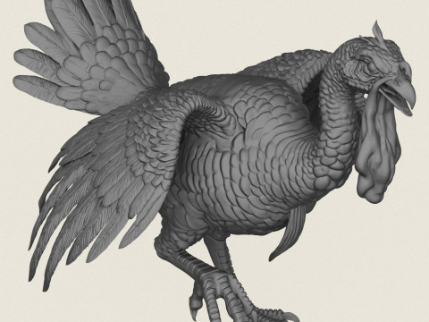 화난 칠면조 새 3D 프린트 모델