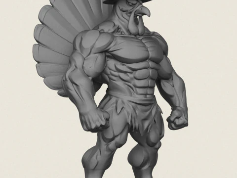 Muscular Turkey Man 3D Print Model