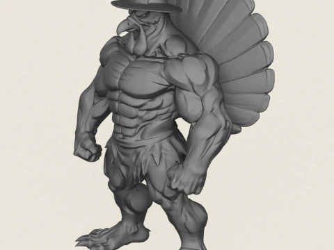 Muscular Turkey Man 3D Print Model