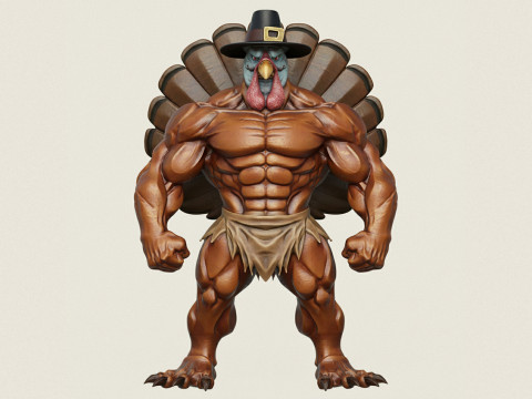Muscular Turkey Man 3D Print Model
