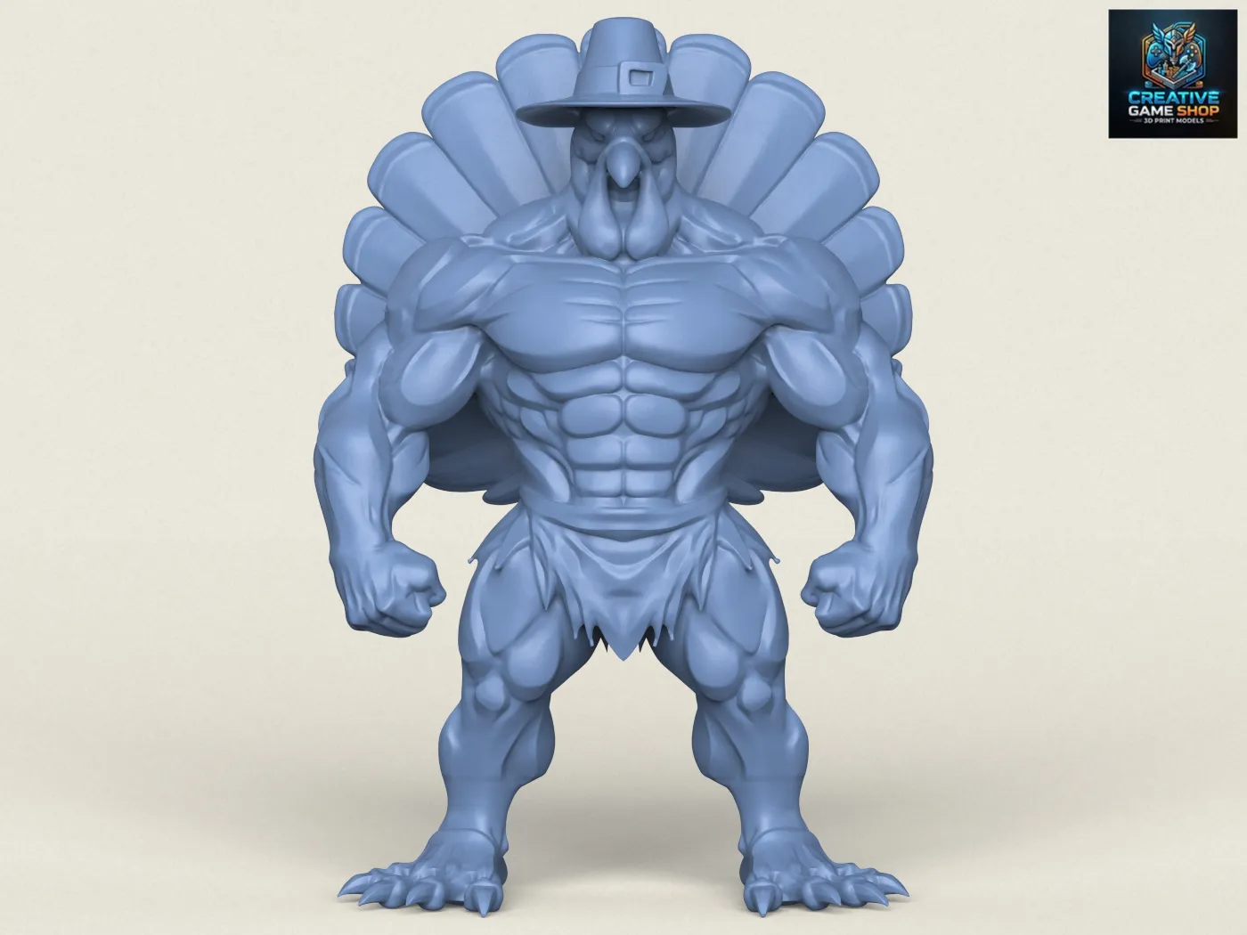 Muscular Turkey Man 3D Print Model .c4d .max .obj .3ds .fbx .stl .blend