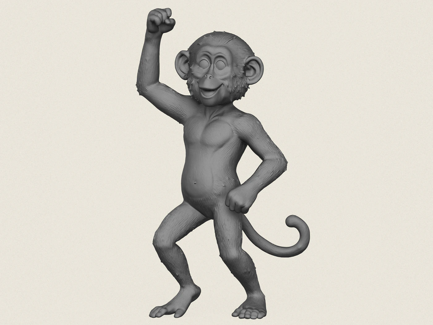 Joyful Monkey 3D Print Model .c4d .max .obj .3ds .fbx .stl .blend 