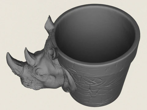 Rhino Head Planter 3D Print Model