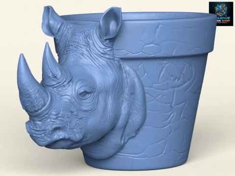 Fioriera con testa di rinoceronte Modello di stampa 3D