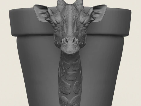 Giraffe Head Planter 3D Print Model