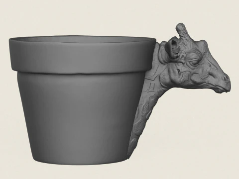 Giraffe Head Planter 3D Print Model