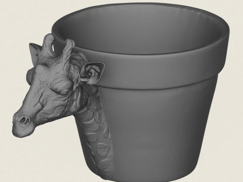 Giraffe Head Planter 3D Print Model