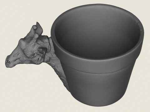 Giraffe Head Planter 3D Print Model
