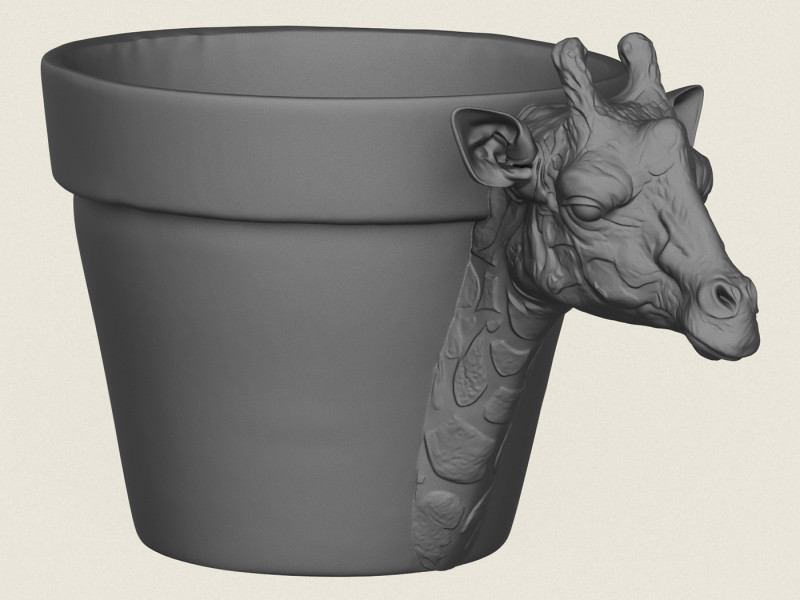 Giraffe Head Planter 3D Print Model .c4d .max .obj .3ds .fbx .stl .blend 