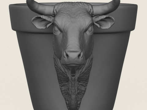 ブルヘッドプランター 3Dプリントモデル