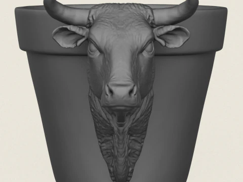 Bull Head Planter 3D Print Model