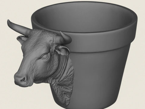 Bull Head Planter 3D Print Model