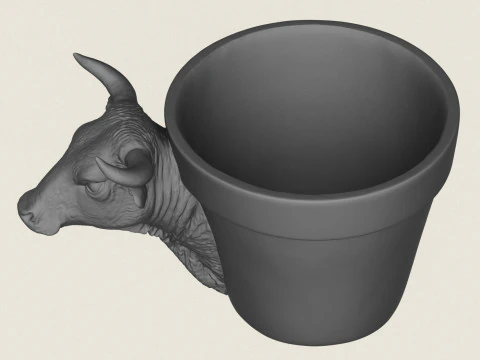 Bull Head Planter 3D Print Model