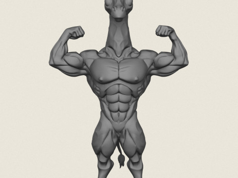 Caractère girafe bodybuilder musculaire Modèles 3D en vedette