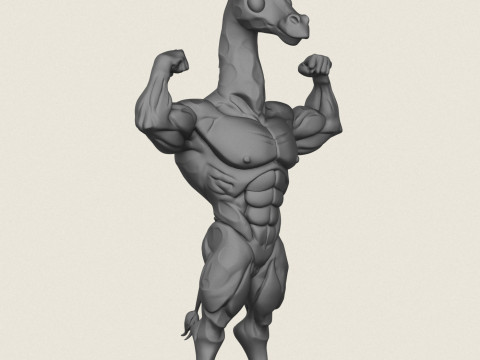 Caractère girafe bodybuilder musculaire Modèles 3D en vedette