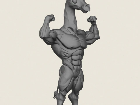 Muscular Bodybuilder Giraffe Character 3D Print Model