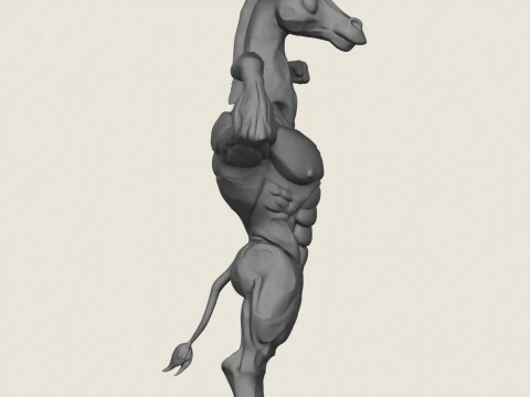 Muscular Bodybuilder Giraffe Character 3D Print Model