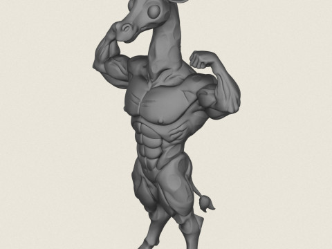 Caractère girafe bodybuilder musculaire Modèles 3D en vedette