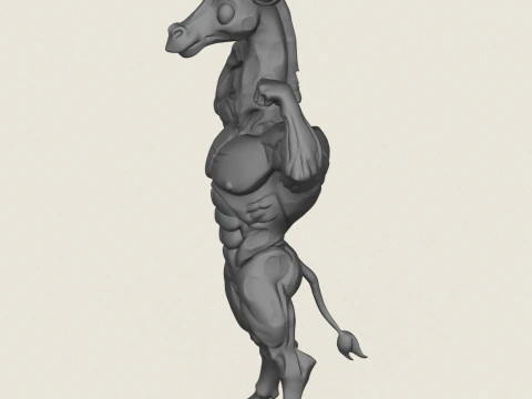 Muscular Bodybuilder Giraffe Character 3D Print Model