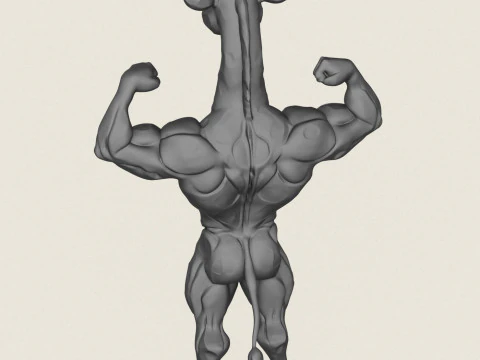 Muscular Bodybuilder Giraffe Character 3D Print Model
