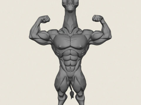 Muscular Bodybuilder Giraffe Character 3D Print Model