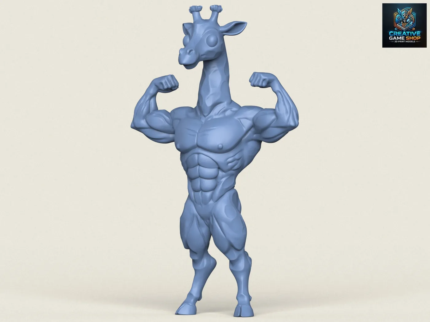 Muscular Bodybuilder Giraffe Character 3D Print Model .c4d .max .obj .3ds .fbx .stl .blend