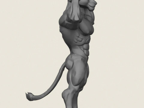Muscular Bodybuilder Jaguar Character 3D Print Model