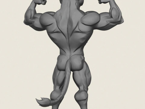 Muscular Bodybuilder Jaguar Character 3D Print Model