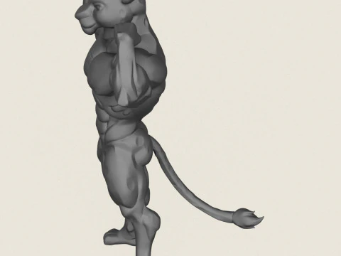 Muscular Bodybuilder Jaguar Character 3D Print Model