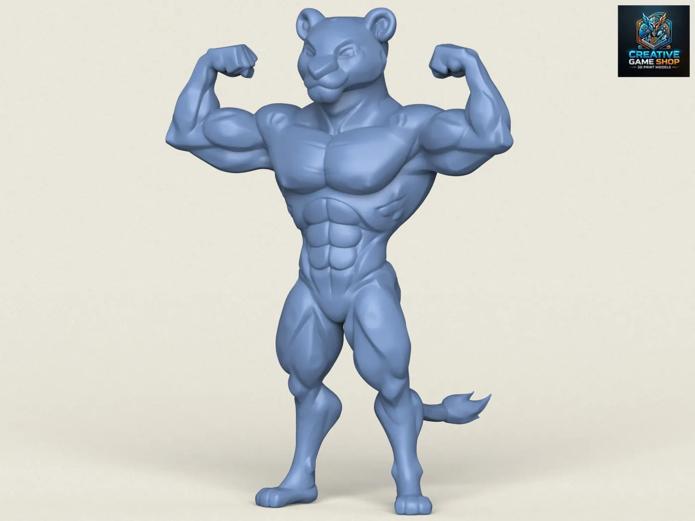 Muscular Bodybuilder Jaguar Character 3D Print Model .c4d .max .obj .3ds .fbx .stl .blend 