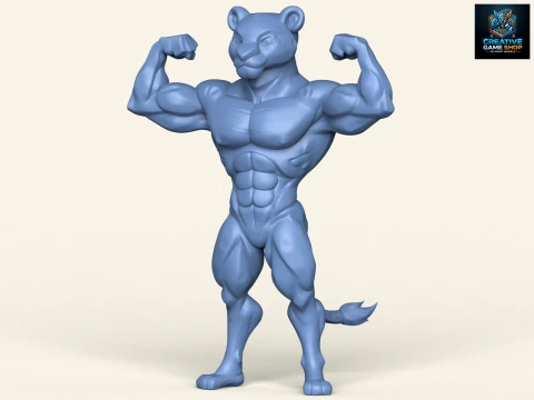 Personagem Jaguar Fisiculturista Muscular Modelo de Impressão 3D