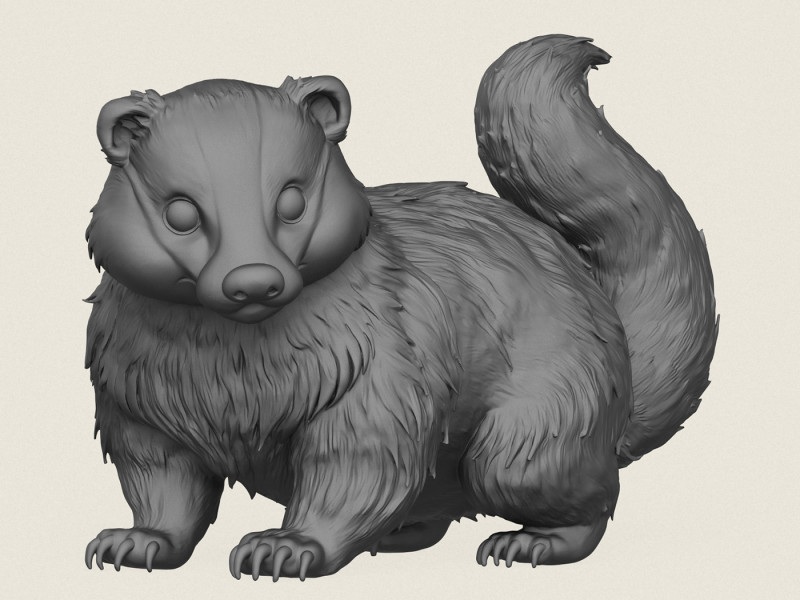 Animal de blaireau de dessin animé Modèles 3D en vedette .c4d .max .obj .3ds .fbx .stl .blend