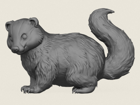 Animal de blaireau de dessin animé Modèles 3D en vedette