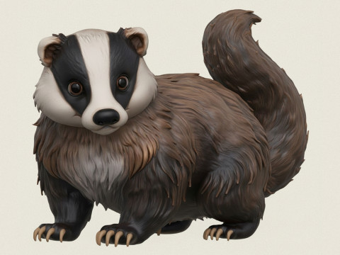 만화 오소리 동물 3D 프린트 모델