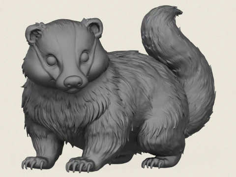 卡通獾动物 3D 打印模型