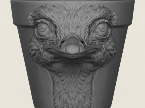 ダチョウの頭のプランター 3Dプリントモデル