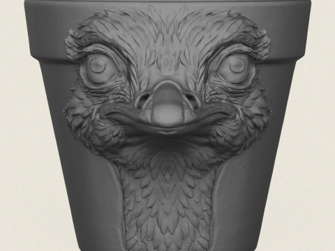 Ostrich Head Planter 3D Print Model