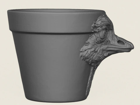 Ostrich Head Planter 3D Print Model