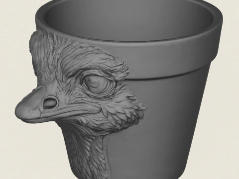 Ostrich Head Planter 3D Print Model