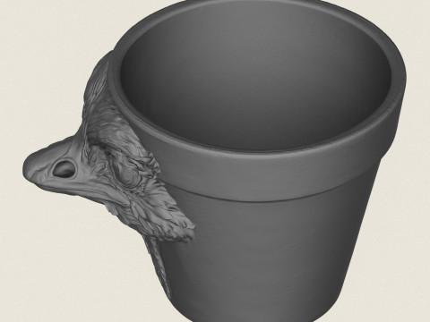 ダチョウの頭のプランター 3Dプリントモデル