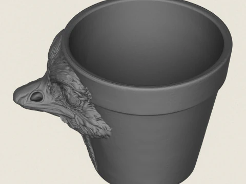 Ostrich Head Planter 3D Print Model