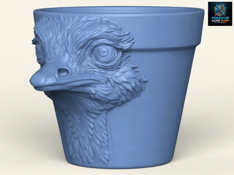 Macetero con cabeza de avestruz Modelo de impresión 3D