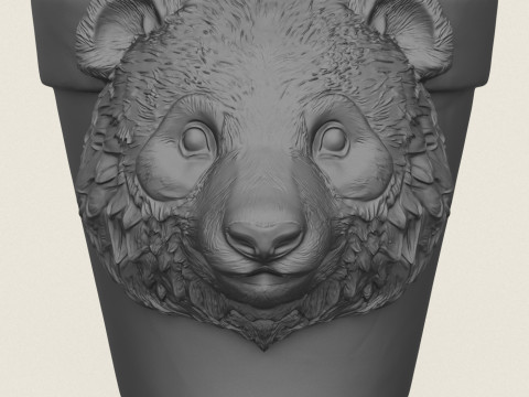 パンダ ベア ヘッド プランター 3Dプリントモデル