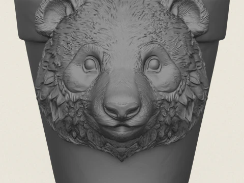 Fioriera con testa di orso panda Modello di stampa 3D